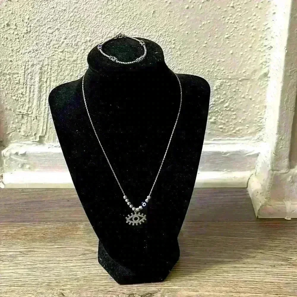 925 silver eye necklace and bracelet